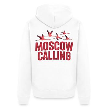Moskau ruft Flamingos - Unisex Premium Bio Zip Hoodie - Weiß - Hinten - Thijin (182cm)