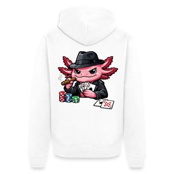 Axolotl beim Pokern – Süßer Pokerfan - Unisex Premium Bio Zip Hoodie - Weiß - Hinten - Thijin (182cm)