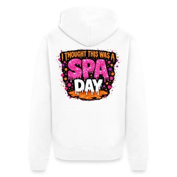 I Thought This Was A Spa Day Lustiger Wellness - Unisex Premium Bio Zip Hoodie - Weiß - Hinten - Thijin (182cm)