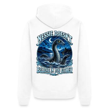  Nessie Doesn't Believe In You Either Loch Ness - Unisex Premium Bio Zip Hoodie - Weiß - Hinten - Thijin (182cm)