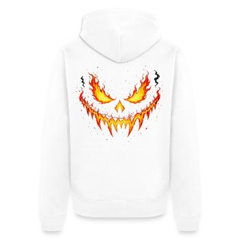 Inferno, Kürbisgrinsen, Horror, Geist, Halloween - Unisex Premium Bio Zip Hoodie - Weiß - Hinten - Thijin (182cm)