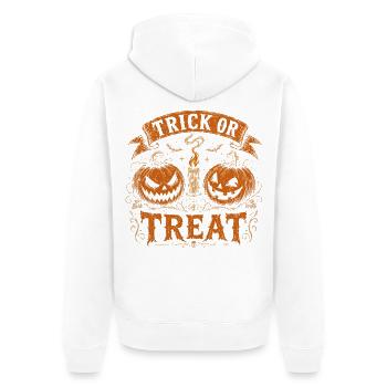 Süßes-oder-Saures-Kürbiswappen Halloween - Unisex Premium Bio Zip Hoodie - Weiß - Hinten - Thijin (182cm)