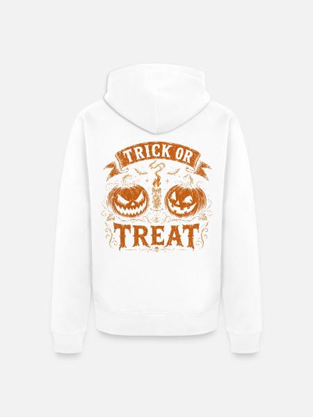 Süßes-oder-Saures-Kürbiswappen Halloween - Unisex Premium Bio Zip Hoodie - Weiß