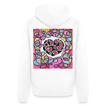 Auffällige rosa Herzen - Unisex Premium Bio Zip Hoodie - Weiß - Hinten - Thijin (182cm)