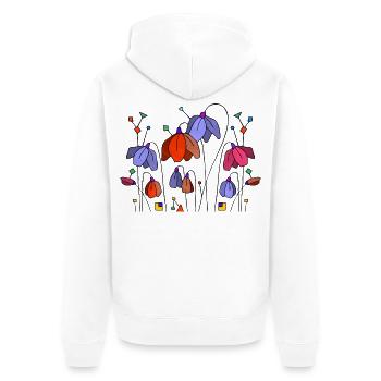 Blumen - Unisex Premium Bio Zip Hoodie - Weiß - Hinten - Thijin (182cm)