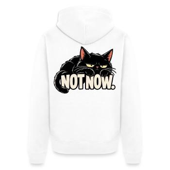 Nicht jetzt, Katze - Unisex Premium Bio Zip Hoodie - Weiß - Hinten - Thijin (182cm)