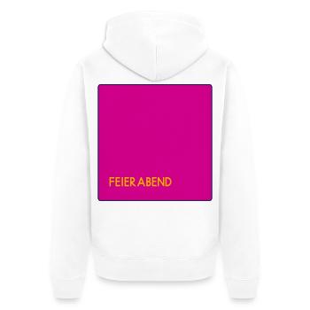 Feierabend - Unisex Premium Bio Zip Hoodie - Weiß - Hinten - Thijin (182cm)