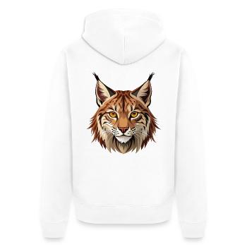 Wilder Luchs - Unisex Premium Bio Zip Hoodie - Weiß - Hinten - Thijin (182cm)