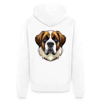 Bernhardiner Hundekopf - Unisex Premium Bio Zip Hoodie - Weiß - Hinten - Thijin (182cm)