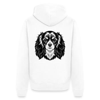King Charles Spaniel Hundekopf - Unisex Premium Bio Zip Hoodie - Weiß - Hinten - Thijin (182cm)