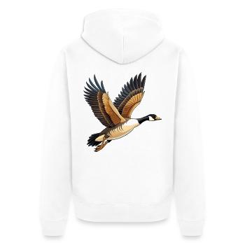 Fliegende Kanadische Gans - Unisex Premium Bio Zip Hoodie - Weiß - Hinten - Thijin (182cm)