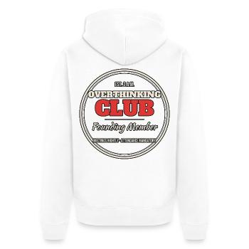 Overthinking Club – Gegründet um 3 Uhr nachts - Unisex Premium Bio Zip Hoodie - Weiß - Hinten - Thijin (182cm)