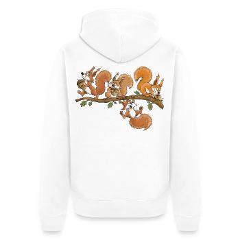 Lustige Eichhörnchen Eichel Wald Tierhumor - Unisex Premium Bio Zip Hoodie - Weiß - Hinten - Thijin (182cm)