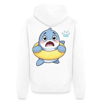 Schüchterner Hai im Schwimmring - Unisex Premium Bio Zip Hoodie - Weiß - Hinten - Thijin (182cm)