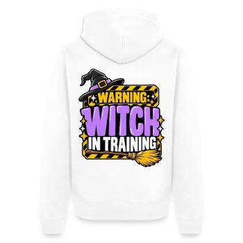 Witch in Training Warnung - Unisex Premium Bio Zip Hoodie - Weiß - Hinten - Thijin (182cm)