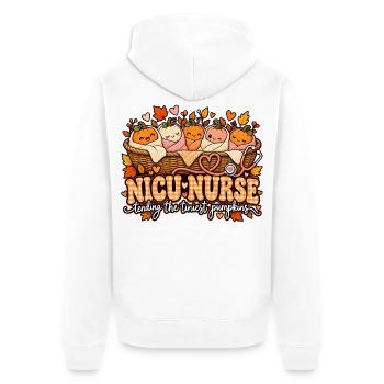 NICU-Nurse: Die kleinsten Kürbchen - Unisex Premium Bio Zip Hoodie - Weiß - Hinten - Thijin (182cm)