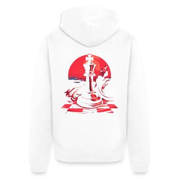 90er Schachfigur - Unisex Premium Bio Zip Hoodie - Weiß - Hinten - Thijin (182cm)