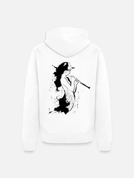 Zeichnung Flötistin - Unisex Premium Bio Zip Hoodie - Weiß