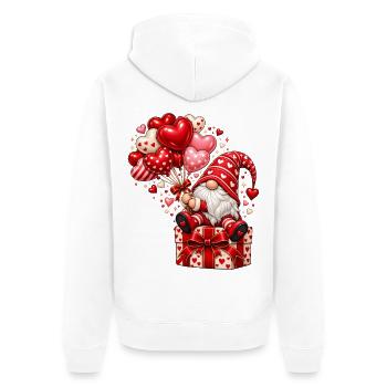 Wichtel Valentinstag Liebe Zwerg Geschenk Herzen - Unisex Premium Bio Zip Hoodie - Weiß - Hinten - Thijin (182cm)