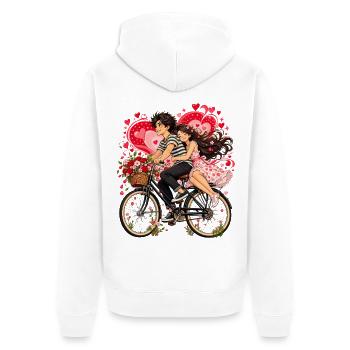 Pärchen Liebe Valentinstag Paar Geschenk - Unisex Premium Bio Zip Hoodie - Weiß - Hinten - Thijin (182cm)