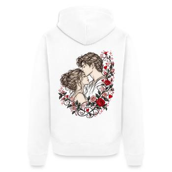 Liebespaar Rosen Valentinstag Romantik Pärchen - Unisex Premium Bio Zip Hoodie - Weiß - Hinten - Thijin (182cm)