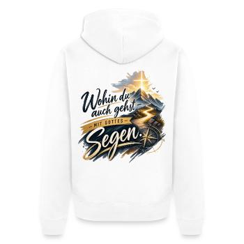 Jesus Gottesweg am Bergpfad - Unisex Premium Bio Zip Hoodie - Weiß - Hinten - Thijin (182cm)