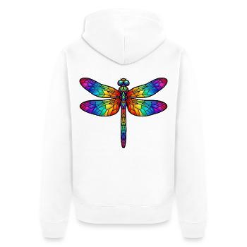 Formulierung: Buntglas Regenbogen Insekt Kunst T-Shirt - Unisex Premium Bio Zip Hoodie - Weiß - Hinten - Thijin (182cm)