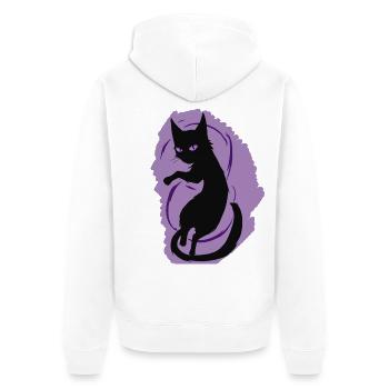 Mitternachtskatzen-Silhouette - Unisex Premium Bio Zip Hoodie - Weiß - Hinten - Thijin (182cm)