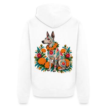Dia De Los Muertos Hundeskelett Sugarskull - Unisex Premium Bio Zip Hoodie - Weiß - Hinten - Thijin (182cm)