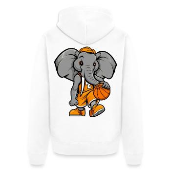Basketball Elefant - Unisex Premium Bio Zip Hoodie - Weiß - Hinten - Thijin (182cm)