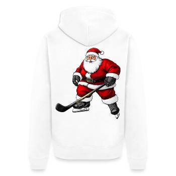 Dicker Eishockey Weihnachtsmann - Unisex Premium Bio Zip Hoodie - Weiß - Hinten - Thijin (182cm)