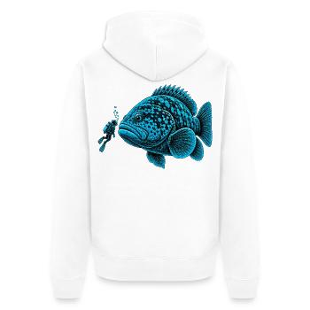 Giant Grouper Fish Booping a Scuba Diver - Unisex Premium Bio Zip Hoodie - Weiß - Hinten - Thijin (182cm)