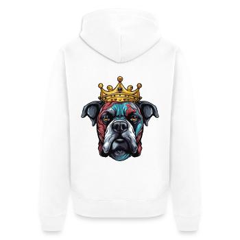 Hund Kopf mit Krone Bunt - Unisex Premium Bio Zip Hoodie - Weiß - Hinten - Thijin (182cm)