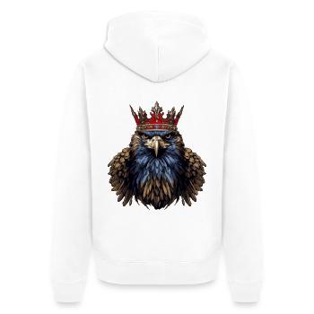 Adler Kopf mit Krone - Unisex Premium Bio Zip Hoodie - Weiß - Hinten - Thijin (182cm)