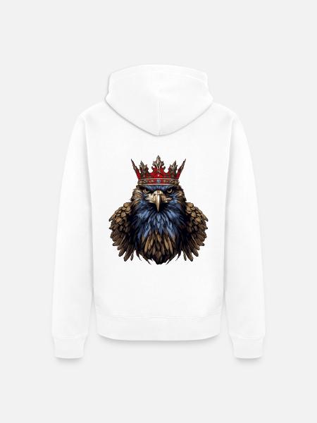 Adler Kopf mit Krone - Unisex Premium Bio Zip Hoodie - Weiß