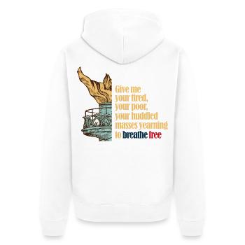 Gib mir deine Müdigkeit - Unisex Premium Bio Zip Hoodie - Weiß - Hinten - Thijin (182cm)