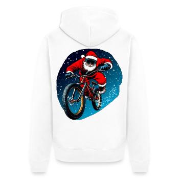 Downhill Biker Weihnachten - Unisex Premium Bio Zip Hoodie - Weiß - Hinten - Thijin (182cm)