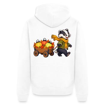 Dachskind mit buntem Blätterlichterwagen - Unisex Premium Bio Zip Hoodie - Weiß - Hinten - Thijin (182cm)