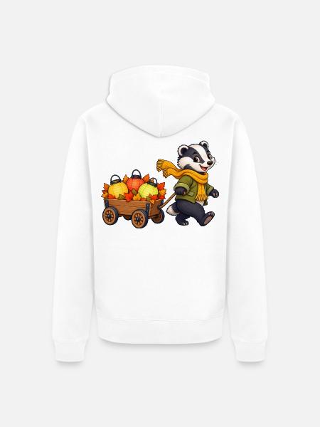 Dachskind mit buntem Blätterlichterwagen - Unisex Premium Bio Zip Hoodie - Weiß