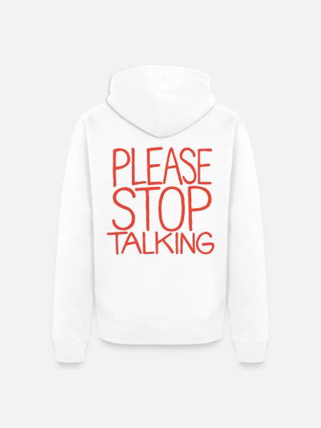 Bitte Stopp Reden - Unisex Premium Bio Zip Hoodie - Weiß
