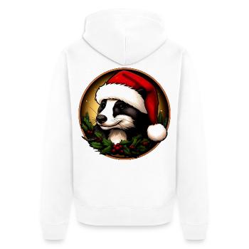 Dachse Weihnachten / Weihnachtsmann Marder - Unisex Premium Bio Zip Hoodie - Weiß - Hinten - Thijin (182cm)
