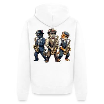 Saxophon, Saxophonist, Jazz, Saxofon - Unisex Premium Bio Zip Hoodie - Weiß - Hinten - Thijin (182cm)