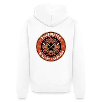 Feuerwehrmann Malteserkreuz mit gekreuzten Axtabzeichen Geschenk - Unisex Premium Bio Zip Hoodie - Weiß - Hinten - Thijin (182cm)