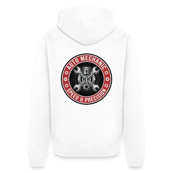 Auto Mechanic Kolbenschlüssel Garagenabzeichen Geschenk - Unisex Premium Bio Zip Hoodie - Weiß - Hinten - Thijin (182cm)