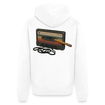 Liebhaber von 90er 80er Retro-Kassettenmusik - Unisex Premium Bio Zip Hoodie - Weiß - Hinten - Thijin (182cm)