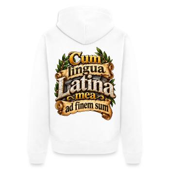 Cum Lingua Latina Schriftkunst - Unisex Premium Bio Zip Hoodie - Weiß - Hinten - Thijin (182cm)