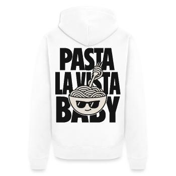 Pasta La Vista Baby – Spaghetti mit Sonnenbrille - Unisex Premium Bio Zip Hoodie - Weiß - Hinten - Thijin (182cm)