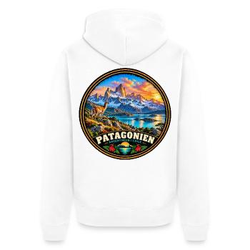 Chilenische Patagonien Landschaft Natur Wandern - Unisex Premium Bio Zip Hoodie - Weiß - Hinten - Thijin (182cm)