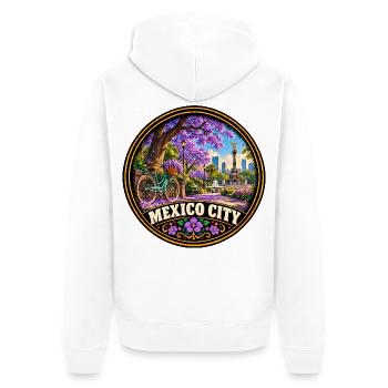Lila Blumen Dschungel Urlaub Mexiko Stadt - Unisex Premium Bio Zip Hoodie - Weiß - Hinten - Thijin (182cm)