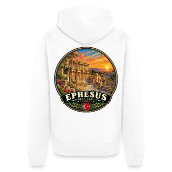 Ephesus Türkei Flagge Tempel Urlaub Historisch - Unisex Premium Bio Zip Hoodie - Weiß - Hinten - Thijin (182cm)